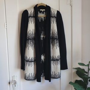 BB Dakota Black & White Tribal Open Sweater Size M